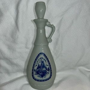 Vintage 1963 Jim Beam whiskey Decanter Blue Sailboat Ship Molded Windmill
